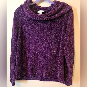 Christopher & Banks Cowl Neck Oversized Purple Sweater
